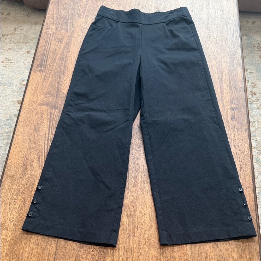 Isaac Mizrahi Black Elastic Waist Wide Leg Pants